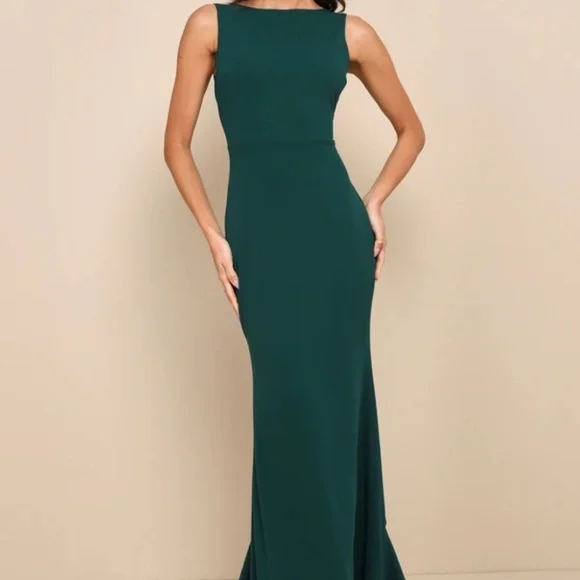 Lulus | Dresses | Lulus Exquisite Refinement Emerald Backless Bow Ruffled Maxi  Dress Green